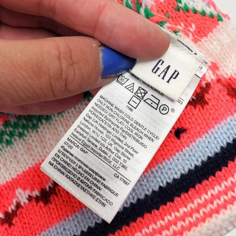 Gap Womens Multi Color Fair Isle Geometric Knit Winter Scarf One Size